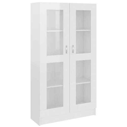 Vitrineskab 82,5x30,5x150 cm spånplade hvid højglans