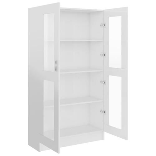Vitrineskab 82,5x30,5x150 cm spånplade hvid højglans