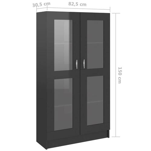Vitrineskab 82,5x30,5x150 cm spånplade sort højglans