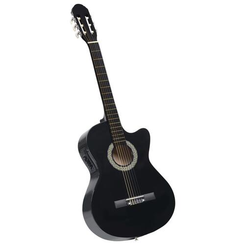 Akustisk western-guitar med equalizer og 6 strenge sort