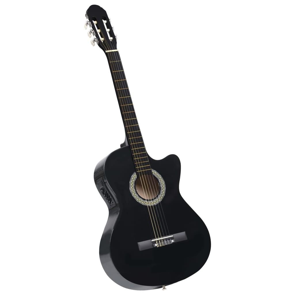Akustisk western-guitar med equalizer og 6 strenge sort