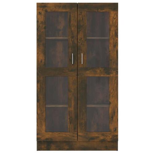 Vitrineskab 82,5x30,5x150 cm konstrueret træ røget egetræ