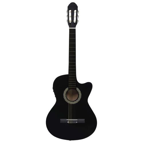 Akustisk western-guitar med equalizer og 6 strenge sort