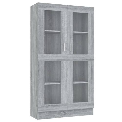 Vitrineskab 82,5x30,5x150 cm konstrueret træ grå sonoma-eg