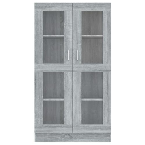 Vitrineskab 82,5x30,5x150 cm konstrueret træ grå sonoma-eg