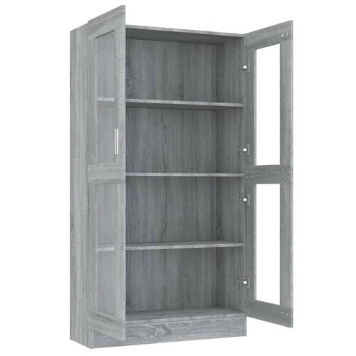Vitrineskab 82,5x30,5x150 cm konstrueret træ grå sonoma-eg