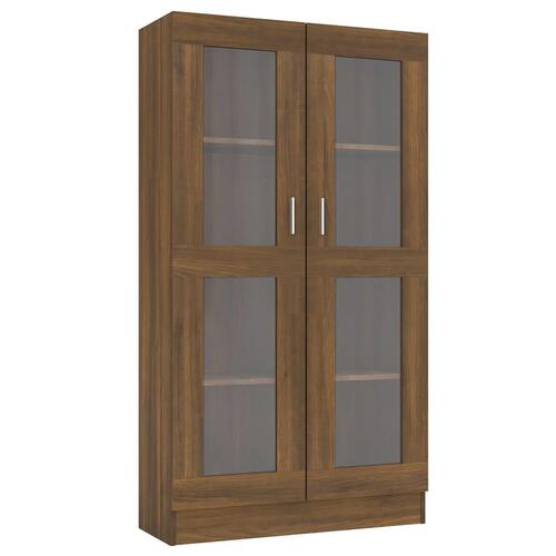 Vitrineskab 82,5x30,5x150 cm konstrueret træ brun egetræsfarve