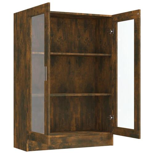 Vitrineskab 82,5x30,5x115 cm konstrueret træ røget egetræ