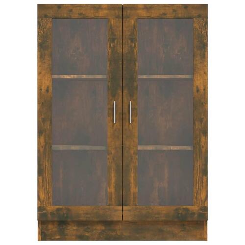 Vitrineskab 82,5x30,5x115 cm konstrueret træ røget egetræ