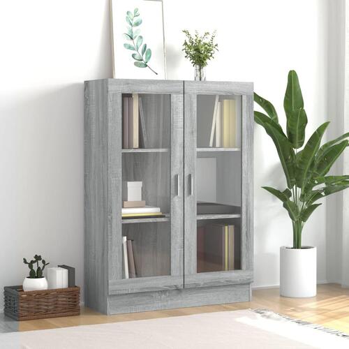 Vitrineskab 82,5x30,5x115 cm konstrueret træ grå sonoma-eg