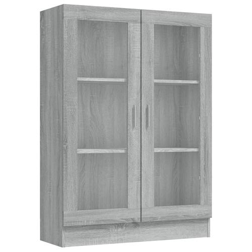Vitrineskab 82,5x30,5x115 cm konstrueret træ grå sonoma-eg