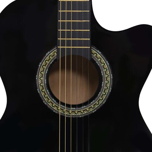 Akustisk western-guitar med equalizer og 6 strenge sort