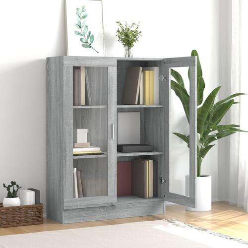 Vitrineskab 82,5x30,5x115 cm konstrueret træ grå sonoma-eg