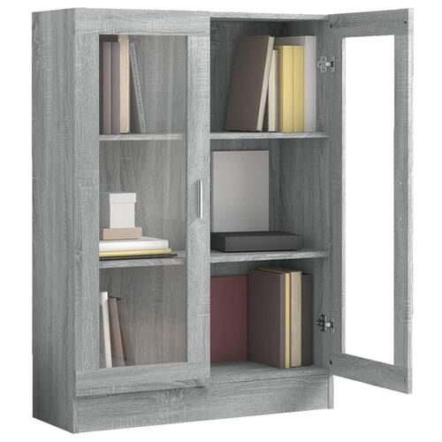 Vitrineskab 82,5x30,5x115 cm konstrueret træ grå sonoma-eg