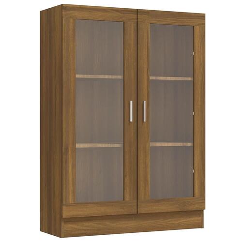 Vitrineskab 82,5x30,5x115 cm konstrueret træ brun egetræsfarve