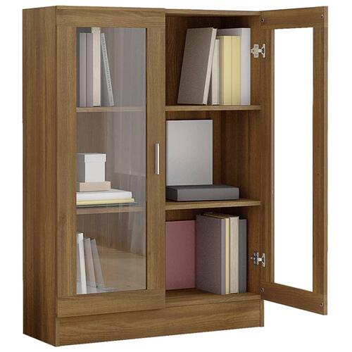 Vitrineskab 82,5x30,5x115 cm konstrueret træ brun egetræsfarve