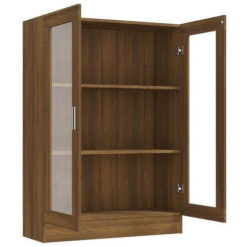 Vitrineskab 82,5x30,5x115 cm konstrueret træ brun egetræsfarve