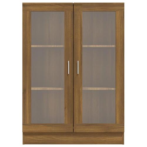 Vitrineskab 82,5x30,5x115 cm konstrueret træ brun egetræsfarve