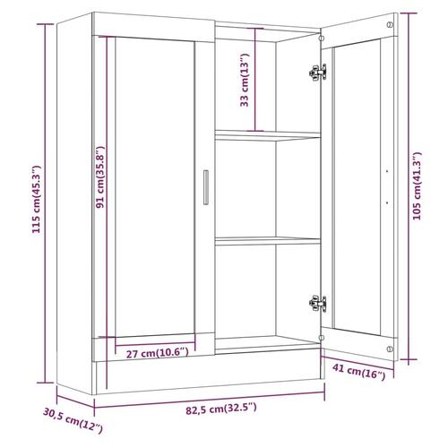 Vitrineskab 82,5x30,5x115 cm konstrueret træ brun egetræsfarve
