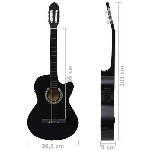 Akustisk western-guitar med equalizer og 6 strenge sort