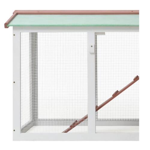 Stort udendørsbur til kæledyr 145x45x84 cm træ brun hvid