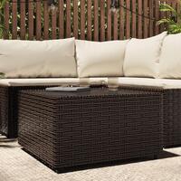 Havebord 50x50x30 cm firkantet polyrattan brun