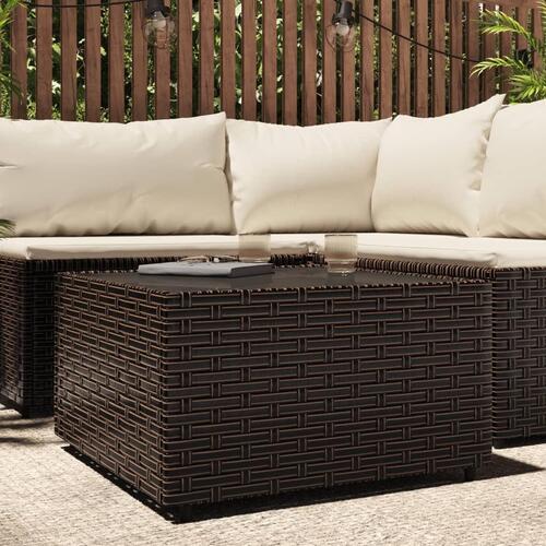 Havebord 50x50x30 cm firkantet polyrattan brun