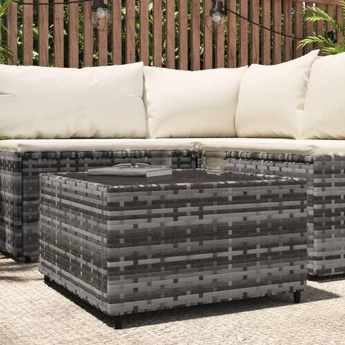 Havebord 50x50x30 cm firkantet polyrattan grå