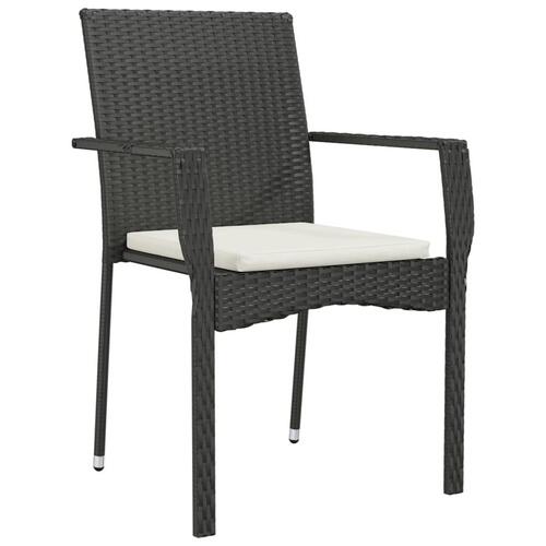 Spisebordssæt til haven 5 dele med hynder polyrattan sort