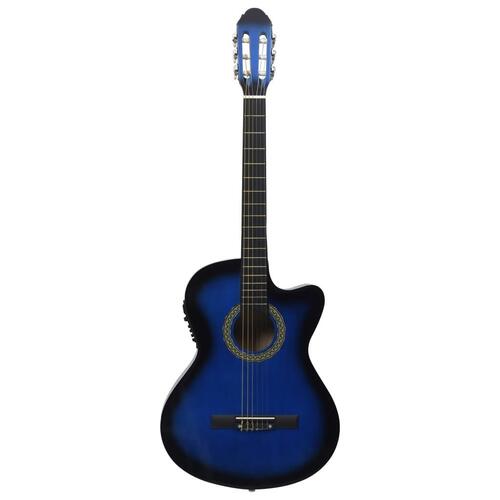 Klassisk western cutaway guitar med equalizer og 6 strenge blå