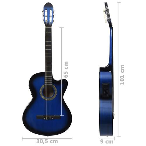 Klassisk western cutaway guitar med equalizer og 6 strenge blå