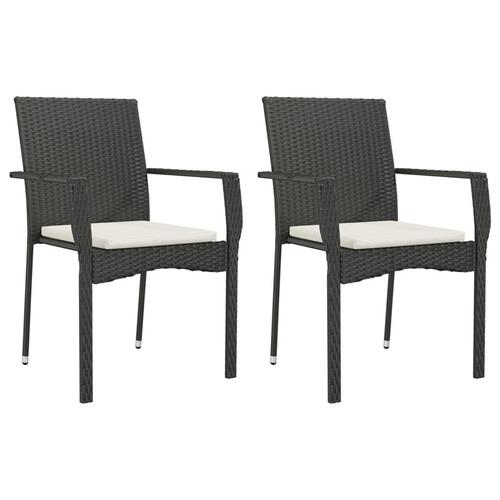 Spisebordssæt til haven 3 dele med hynder polyrattan sort