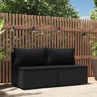 Midtermoduler til havesofa 2 stk. med hynder polyrattan sort