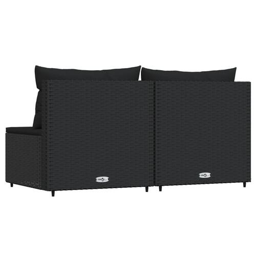 Midtermoduler til havesofa 2 stk. med hynder polyrattan sort