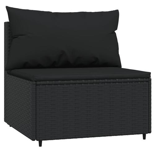 Midtermoduler til havesofa 2 stk. med hynder polyrattan sort