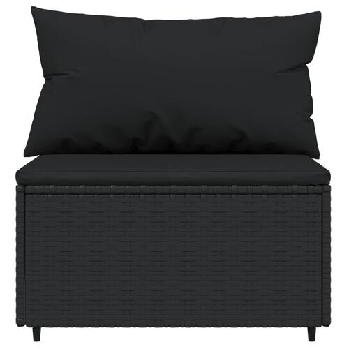 Midtermoduler til havesofa 2 stk. med hynder polyrattan sort