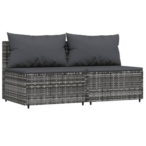 Loungesæt til haven 3 dele med hynder polyrattan grå