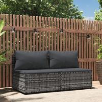 Midtermoduler til havesofa 2 stk. med hynder polyrattan grå