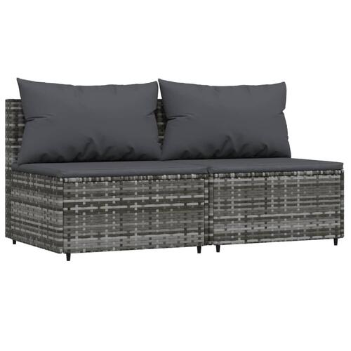 Midtermoduler til havesofa 2 stk. med hynder polyrattan grå
