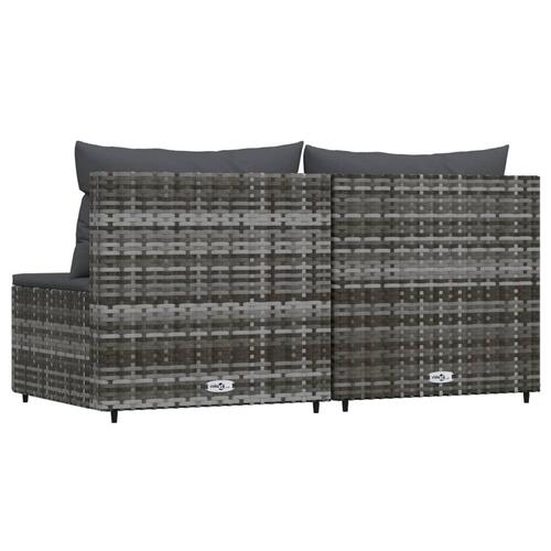 Midtermoduler til havesofa 2 stk. med hynder polyrattan grå