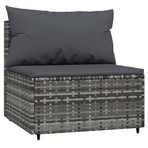 Midtermoduler til havesofa 2 stk. med hynder polyrattan grå