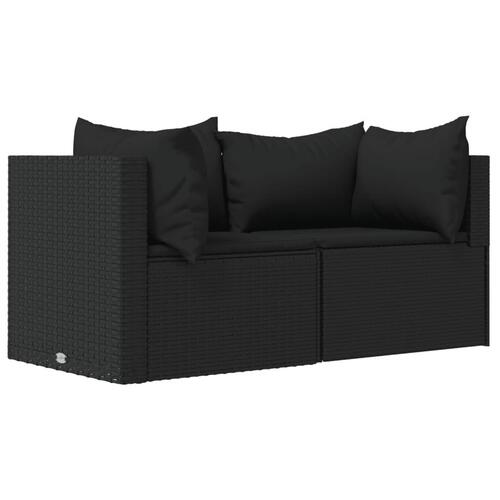 Hjørnemoduler til havesofa 2 stk. med hynder polyrattan sort