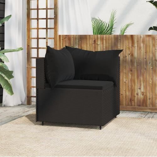 Hjørnemodul til havesofa med hynder polyrattan sort