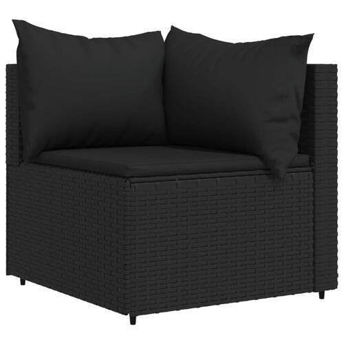 Hjørnemodul til havesofa med hynder polyrattan sort