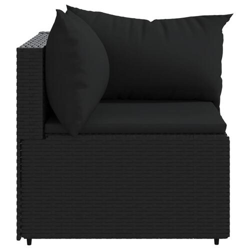 Hjørnemodul til havesofa med hynder polyrattan sort