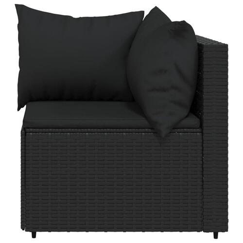 Hjørnemodul til havesofa med hynder polyrattan sort