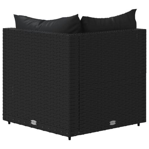 Hjørnemodul til havesofa med hynder polyrattan sort