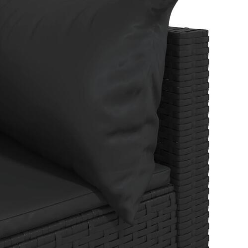 Hjørnemodul til havesofa med hynder polyrattan sort