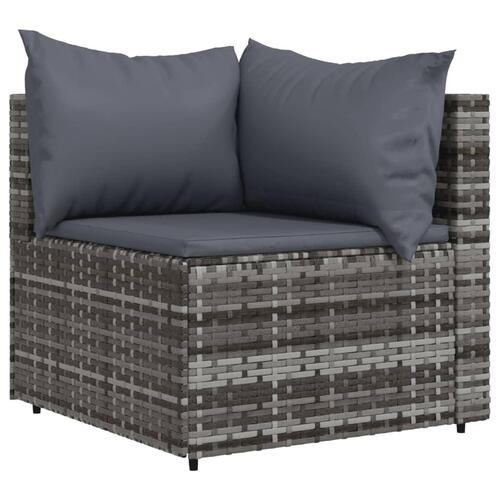 Loungesæt til haven 3 dele med hynder polyrattan grå