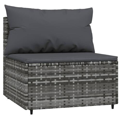 Loungesæt til haven 3 dele med hynder polyrattan grå